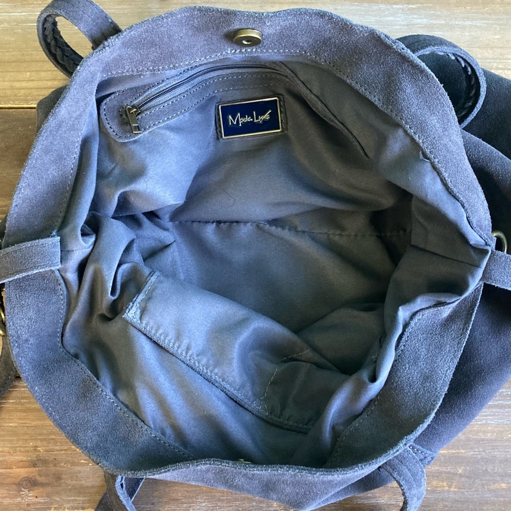 Moda Luxe Slouchy Suede Leather Hobo Tote Bag - Picture 11 of 14